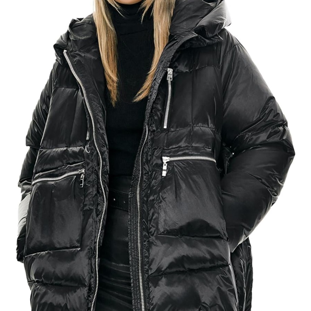 Orolay Large Barely Work Black Quilted Puffer Jacket with Hood